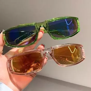 Y2K женские солнцезащитные очки без оправы панк футуристические зеркальные хип-хоп вечерние солнцезащитные очки модные очки Future Sense неполяризованные очки серебряный