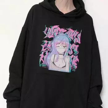 Y2k женские толстовки с капюшоном с принтом комиксов для девочек повседневная женская толстовка