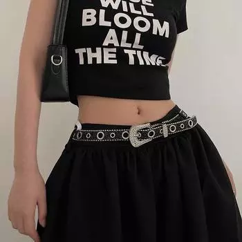 Y2K Женский однотонный принт с заклепками Полный ремень из искусственной кожи с блестками Регулируемый пояс с блестками для клубной вечеринки