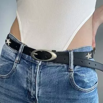 Y2K женский ремень из искусственной кожи в стиле ретро со звездами и луной, пряжка на поясе для платья, джинсов, аксессуары для поясного ремня as the picture