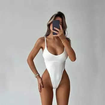 Y2K женский сексуальный комбинезон без рукавов с высокой талией в европейском и американском стиле с U-образным вырезом и высокой талией S белый