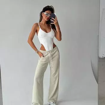 Y2K женский сексуальный комбинезон без рукавов с высокой талией в европейском и американском стиле с U-образным вырезом и высокой талией S чёрный