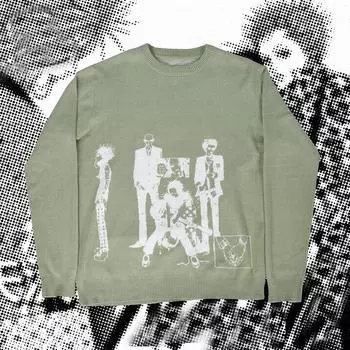 Y2k женский свитер с длинным рукавом осень/зима пуловер в стиле аниме готическая уличная одежда M зелёный