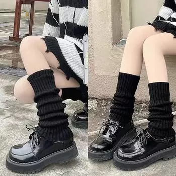 Y2K зимние гетры, пушистые готические аксессуары, готические вязаные длинные носки в стиле Лолиты, женские гетры, женские носки, готические стильные леггинсы белый