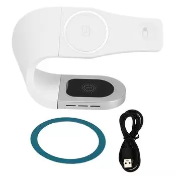 Y35 Беспроводная зарядная подставка 15 Вт Быстрая беспроводная зарядная станция Поддержка мобильного телефона Гарнитура Часы