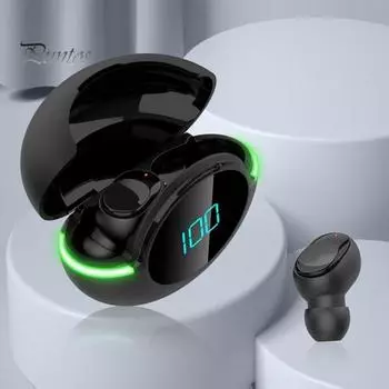 Y80 беспроводные наушники High Fidelity Mega Bass LED цифровой дисплей Bluetooth-совместимые 5.1 спортивные игровые наушники для бега чёрный