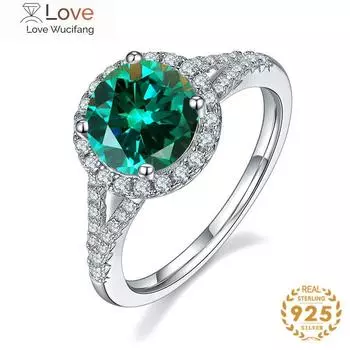 y 100% 925 стерлингового серебра кольцо с 1 карат зеленый муассанит драгоценные камни свадебная вечеринка изысканное ювелирное украшение подарок бриллиант тест пройден 5