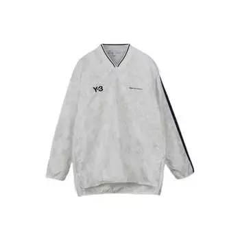 Y-3 Футболка с длинным рукавом в полоску с V-образным вырезом и небольшим логотипом FW22, мужская белая HS9876 XS