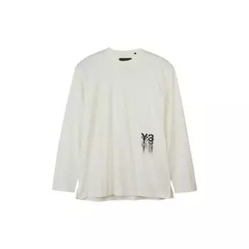 Y-3 Футболка унисекс с круглым вырезом и длинными рукавами, логотипом и заниженной линией плеч, белая IZ3121 XS