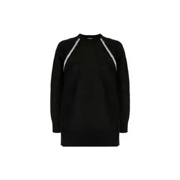 Y-3 FW21 Логотип Двухцветный жаккардовый вязаный свитер Мужской свитер Черный GV0362 XXS