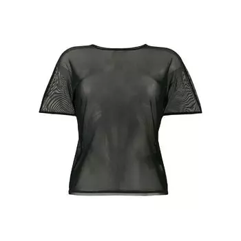 Y-3 FW21 Логотип Однотонная сетчатая футболка с коротким рукавом Женские топы Черный DY7154 XS