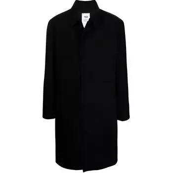 Y-3 FW21 Логотип однотонный поло воротник длинный рукав пальто мужские пальто черный HB3378 XS