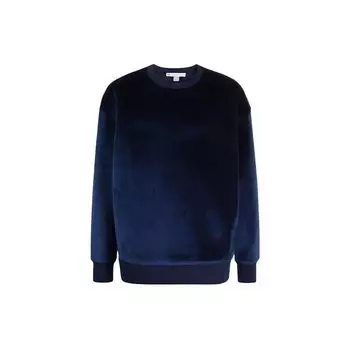 Y-3 FW21 Ярлык Velvet Effect однотонный свитшот с круглым вырезом унисекс свитшот синий HB3340 XS