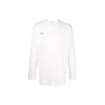 Футболка с длинным рукавом и круглым вырезом Y-3 FW22 с логотипом, мужская, белая HT4733 L