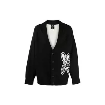 Y-3 FW22 Однобортный вязаный кардиган с вышитым логотипом и длинными рукавами, кардиганы унисекс, черный цвет H44809 S