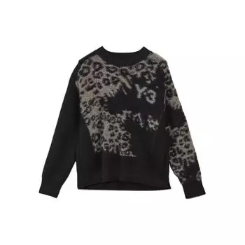 Y-3 FW22 Принт логотипа Вязаный свитер с круглым вырезом Мужской свитер Черный HN1977 M