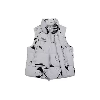 Y-3 FW23 Pattern Printed Stand Collar Casual Down Vest Women vest White IL2027 S