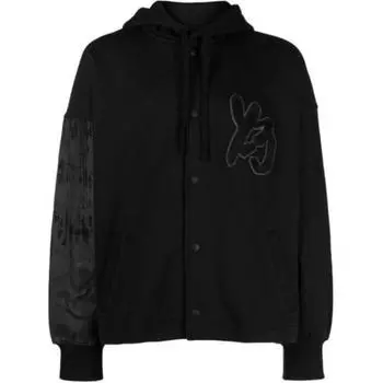 Y-3 Gfx Logo Snap Button Hoodie Мужские толстовки с капюшоном черного цвета IA3102 L