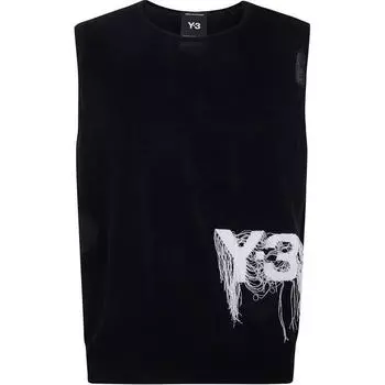 Y-3 Logo Embroidered Crew Neck Vest Men Tops Black JN1983 S