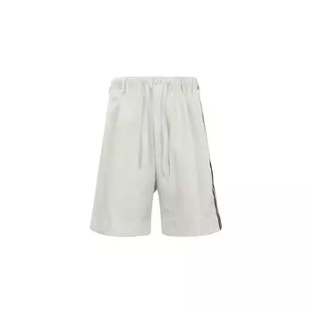 Y-3 Минималистичные шорты средней посадки с тремя полосками по бокам и принтом логотипа, прямые шорты унисекс, светло-серые IA1665 XS