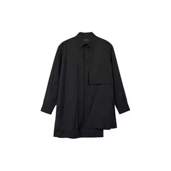 Y-3 Однотонная однобортная рубашка с заостренным воротником и длинным рукавом, рубашки унисекс, черный цвет IR7111 S