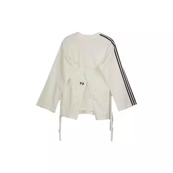 Y-3 Однотонная полосатая свободная футболка с длинным рукавом для женщин, топы белого цвета IQ2191 M