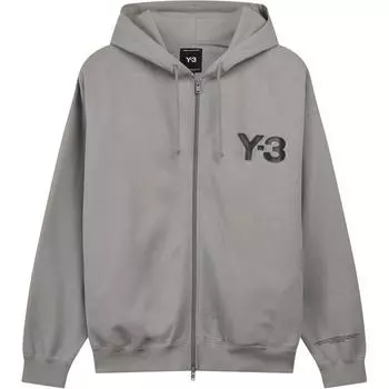 Y-3 Однотонная толстовка с капюшоном на молнии с длинным рукавом с принтом логотипа Женская толстовка Серая JD9818