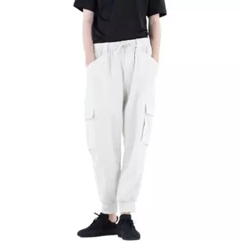 Y-3 Однотонные свободные брюки-карго с манжетами, мужские брюки светло-серого цвета HZ8855 XL