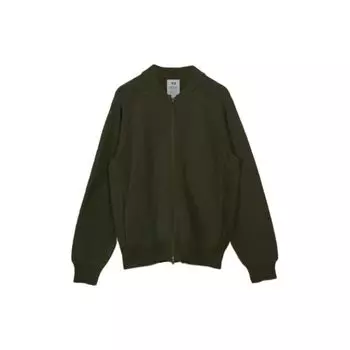 Y-3 Однотонный мужской свитер с V-образным вырезом, застежкой-молнией и длинными рукавами, темно-зеленый HT4502 S