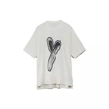 Y-3 Повседневная футболка с принтом больших букв, с коротким рукавом, унисекс, топы, белая 38-HY1272 2XL