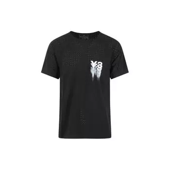 Y-3 Приталенная футболка с круглым вырезом и принтом букв и цифр, мужские топы, черные IN8743 XS