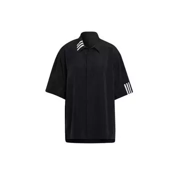 Y-3 Ss21 Полосатая рубашка с коротким рукавом на пуговицах, женские рубашки черного цвета HG8534 XXS