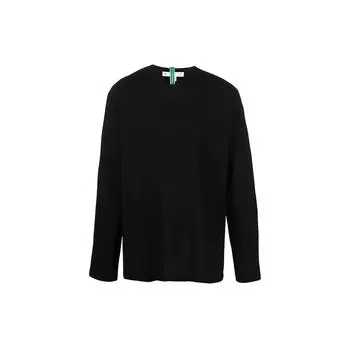 Y-3 SS22 Футболка с длинным рукавом и принтом логотипа на спине, мужские топы, черные HD3590 S