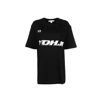 Y-3 SS22 Футболка с круглым вырезом и коротким рукавом с логотипом и надписью «Long Neck», женская, черная, HT4730 S