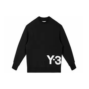 Y-3 SS22 Логотип Принт Круглый Вырез Толстовка Мужская Толстовка Черная HG8799 S