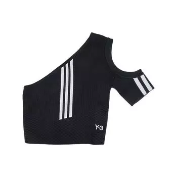 Y-3 SS22 Полосатый трикотажный топ с открытыми плечами для женщин, черный HG8540 M