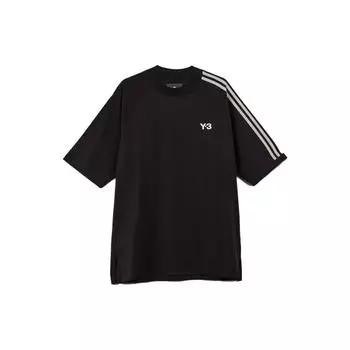 Футболка Y-3 SS23 с логотипом в полоску, круглым вырезом, прямым кроем, короткими рукавами, унисекс, топы, черный цвет H63065 L