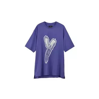 Y-3 SS23 Логотип Градиент Принт Свободная Футболка Унисекс с Коротким Рукавом Топы Фиолетовый HY1273 M