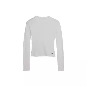 Y-3 SS23 Логотип Принт Пуловер Длинный Рукав Футболка Женские Топы Белый HY1402 XS