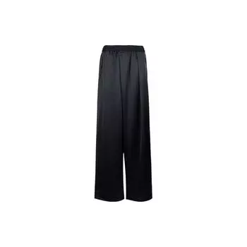 Y-3 SS23 Однотонные атласные широкие брюки с буквенным логотипом, женские брюки, черные, H63037 L