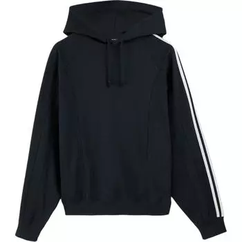 Y-3 SS25 Полосатое Рубчатое Худи с Кулиской Повседневное Худи Унисекс Черный JN7131 L