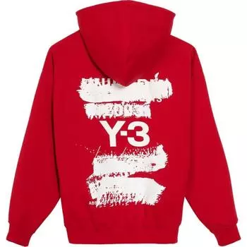 Y-3 SS25 Свитшот с капюшоном и принтом букв, резинкой и завязками, унисекс, красный JM3230 S