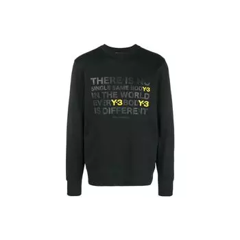 Y-3 Свитшот с круглым вырезом и принтом слогана, мужской свитшот с длинным рукавом, черный DP0562 XS