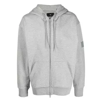 Y-3 Толстовка с капюшоном Ft Zip, однотонная спортивная повседневная толстовка с капюшоном на молнии, мужская толстовка с капюшоном, светло-серая IB4789 XS