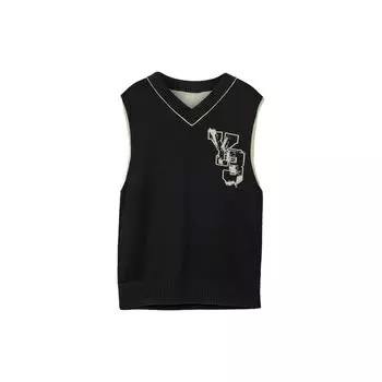 Y-3 WF23 Вязаный жилет с V-образным вырезом с буквенным принтом Унисекс Жилеты Черный IL4619 XS