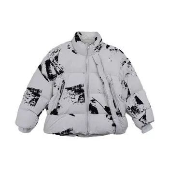 Y-3 Женская куртка-пуховик с графическим флоком, куртка, треково-серая, IL2036 M