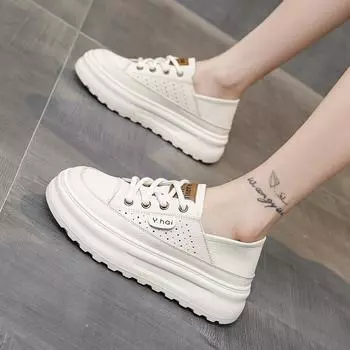Y.HAI little white shoes versatile board shoes summer platform shoes sports shoes breathable Korean version ins fashion women s shoes round head 35