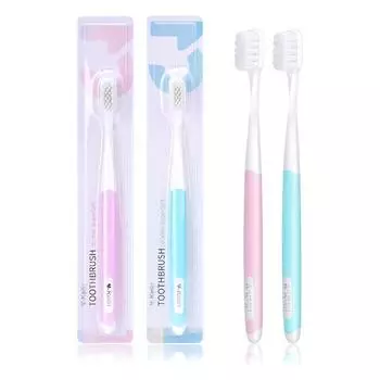 Y-kelin ультра-мягкая зубная щетка 2 шт. экологически чистая портативная дорожная зубная щетка из волокна нано с коробкой и дропшиппинг розовый