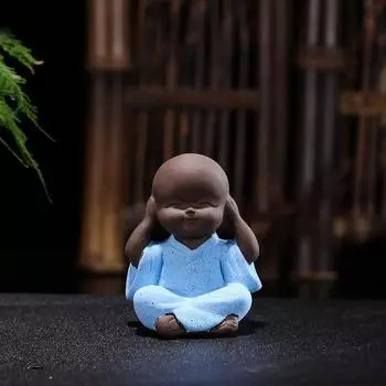 Y Керамические Мини Фигурки Монаха Бонсай Фея Сад Орнамент Ландшафтная Декорация Статуя Будды Домашний Декор Дзен Смысл Чайный Питомец синий