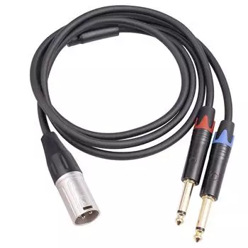 Y Splitter Cable Professional Male XLR To Dual 6.35mm TS Mono Plug Cable ~G 1m